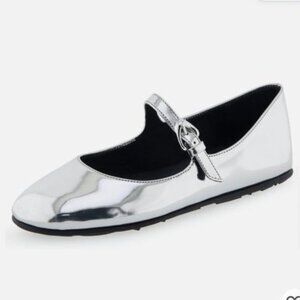Aerosoles Women’s Perry Mary Jane Flat – Silver Patent, Size 8M